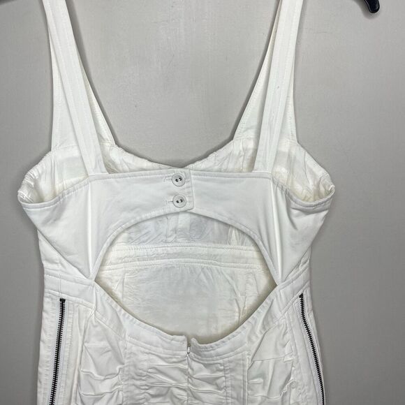 NANETTE LEPORE Mini Dress Women 4 Off White Bodycon Ruched Sleeveless Zipper - Picture 7 of 12